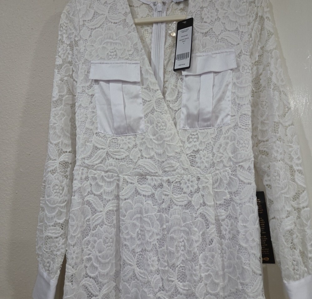 Bebe White Lace Long Sleeve Jumpsuit New With Tags - Picture 2 of 3
